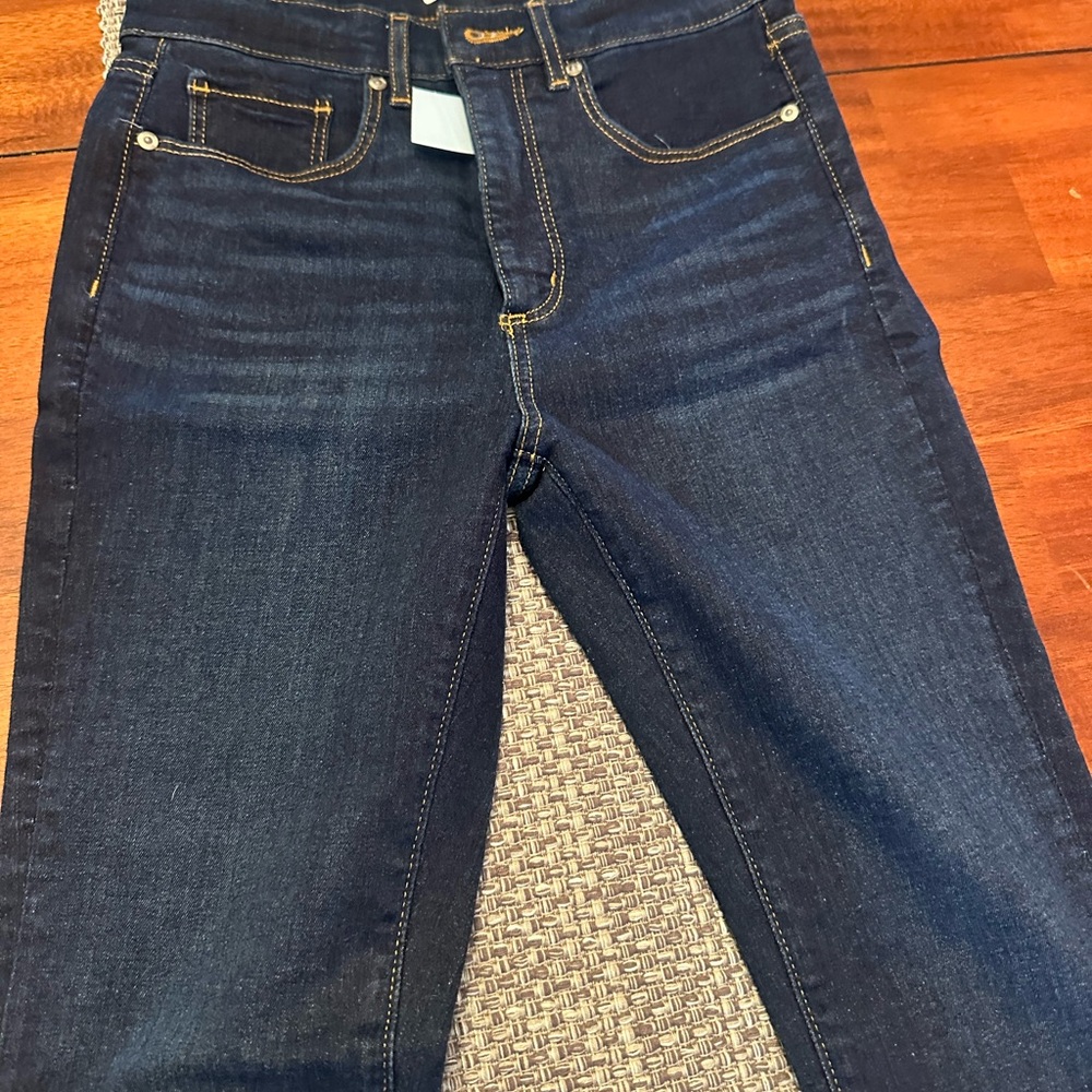 Loft The Skinny High Rise Regular Petite Dark Blue Denim Jeans size 26/2
